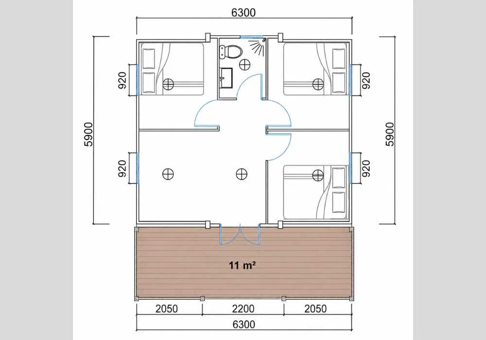 Domek modułowy z tarasem 46m2