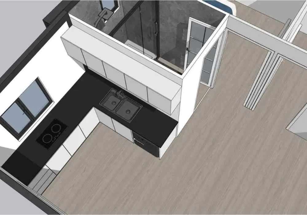 Domek modułowy z tarasem 46m2